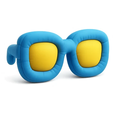 sunglasses in cushion style, soft plush look, bright colors sticker