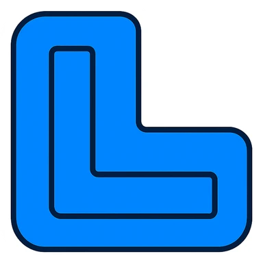 modern icon representing LeanIX with signature blue color and stylized L shape, minimal and tech-inspired sticker