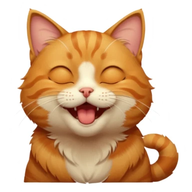 A high-resolution photo-realistic digital illustration of a solid ginger tabby cat, eyes closed, head titled up yawning sticker