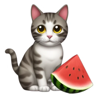 cat with watermelon sticker