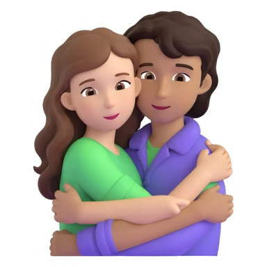 girl with long light brown hair and pale skin hugging a boy with short black wavy hair and tanned skin sticker