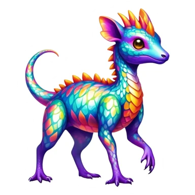 a colorful edgy cute vernid-fionbri-creature with splash patterns full body sticker