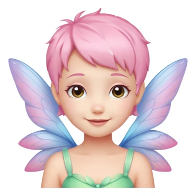 A tiny pastel fairy with pink short hair with glowing wings and a sweet smile  sticker