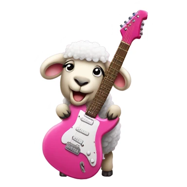 Sheep plays pink electric guitar sticker