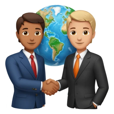 Shake hands and a globe showing negotiation of climate change sticker