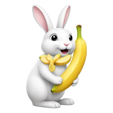 A rabbit with a banana sticker