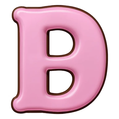 “Single pink bubble letter d, white outline, bottom dipped in chocolate with pink frosting drizzle, kawaii style, glossy, soft shading, clean outline, transparent background, Discord emoji size” sticker