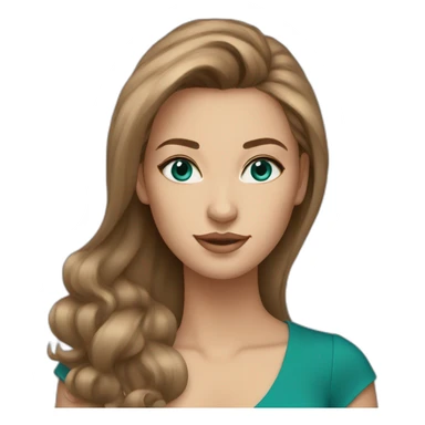 beautiful woman, straight light brown hair, teal eyes sticker