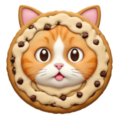 a fat cat eating a cookie, emoji style sticker