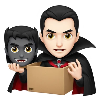 dracula, fang, with carton box sticker