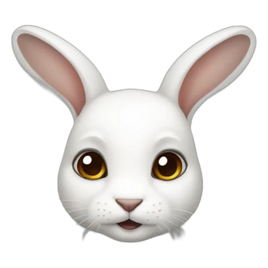 White female rabbit dark brown eyes sticker