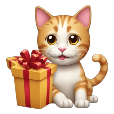 cat with present sticker