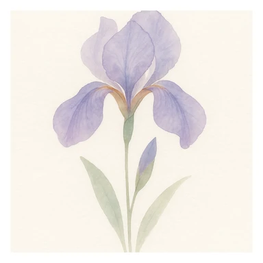 very detailed iris flower, watercolor art style, delicate petals, vibrant purples and blues, soft gradients, realistic botanical details sticker