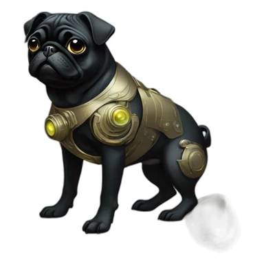 A cyberpunk black pug in Art Nouveau style during 1910 sticker