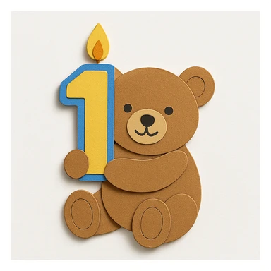 Refine the bear's tummy area to look more visually appealing and well-shaped, keeping the paper-craft style and all previous changes sticker