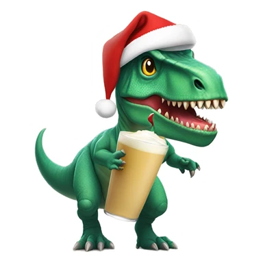 T-Rex with a Santa hat holding a glass of eggnog  sticker
