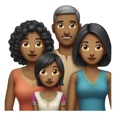 Indian family black hair sticker