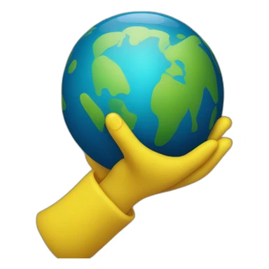yellow hands holding planet earth sticker