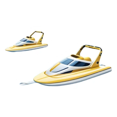An icon showing water skis on the surface of the water, with ski ropes trailing behind. In the background, a boat fades into the distance, leaving a wake. The focus is on the skis gliding across the water. Transparent background highlights the thrill and speed of water skiing. sticker