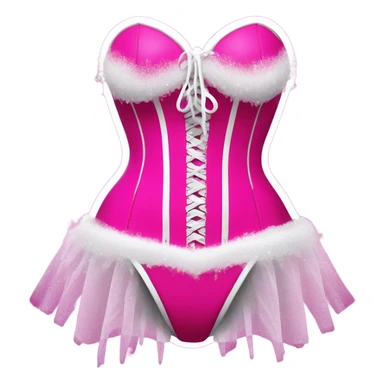 Hot pink corset and bikini bottom tutu with glitter with white paint dripping sticker