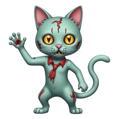 zombie cat full body with action pose sticker