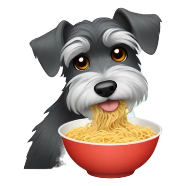 schnauzer eating ramen noodles sticker
