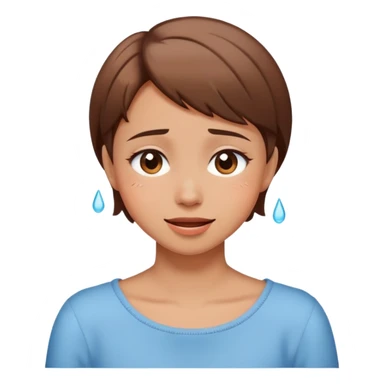 Girl happy tears with brown short hair crossing neck sticker
