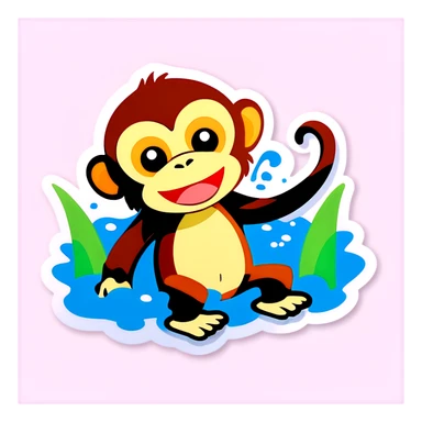 Monkey, drowning, and compliment sticker