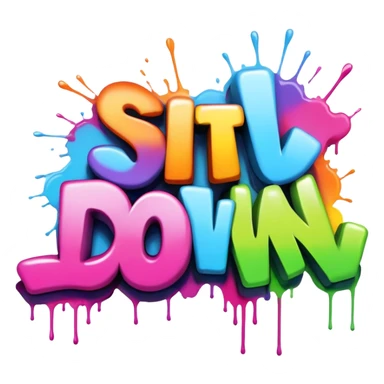 graffiti of the words sit down  sticker