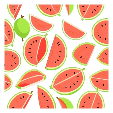 guava, whole and sliced tropical fruit sticker