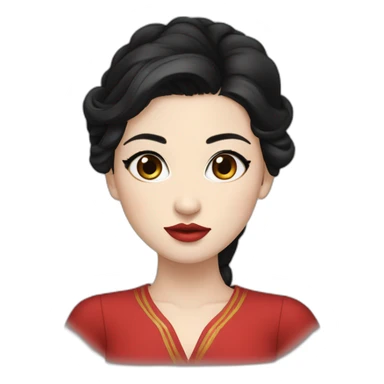 Beautiful young woman,Black hair,long hair,White skin,oval face,big eyes,Blackeyes,Redlips,Chinese sticker