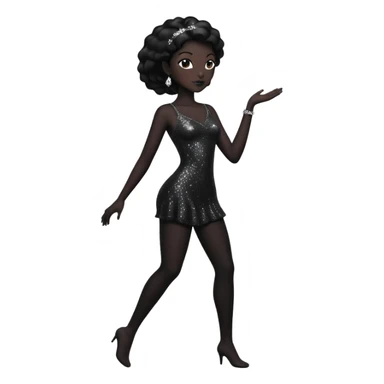 female silhouette in motion with sparkles sticker