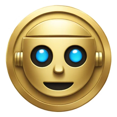 gold coin with robot design sticker