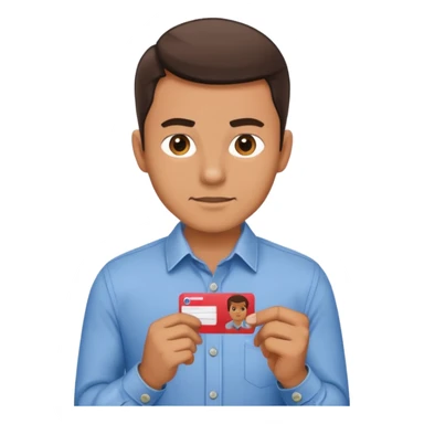 Scissors cutting man ID card in 2 parts. Realistic sticker