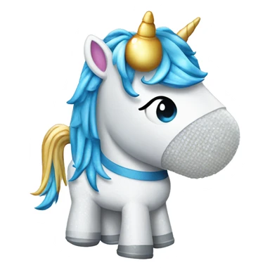 sparkling Unicorn with bubble wrap in a blue polo shirt sticker