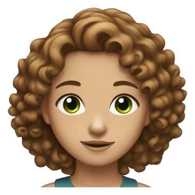 Girl with curly brown hair and blue and green eyes sticker
