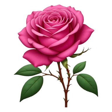 single Deep Pink Tea Rose, straight stem sticker