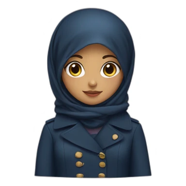 muslim girl with hijab and navy blue trench coat sticker