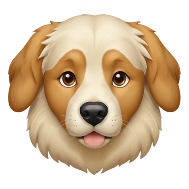 This is a big, dog with a white and brown face thats fur texture is like a golden retriever who got way too close to the camera, white face and brown ears with black around his eyes  sticker