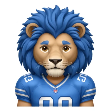 full blue color lion, wearing blue american football jersey sticker