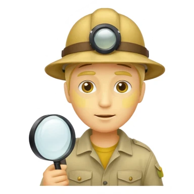 Explorer Man with magnifying glass, yellow sticker