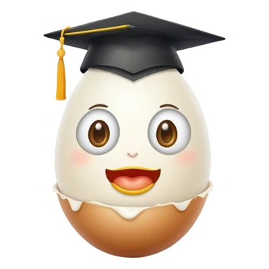 boiled egg with graduation cap sticker
