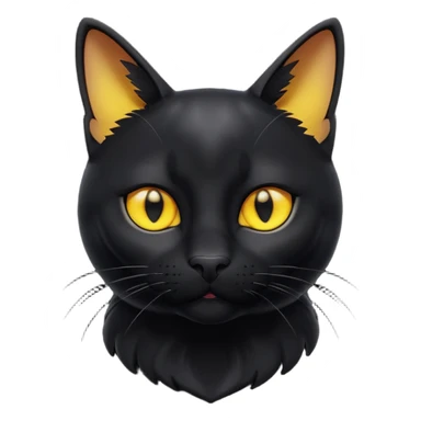 A 3D cartoon jet-black Bombay cat with glossy fur, bright golden eyes, dramatic contrast lighting, Memoji-style cinematic look. full body or half body. sticker
