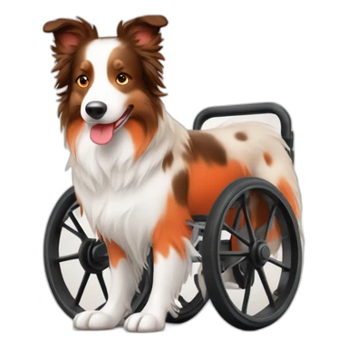 white beige red merle border collie in orange wheel chair sticker