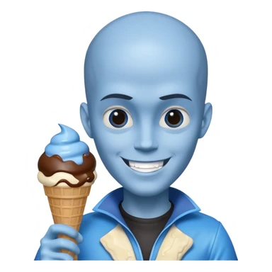 Megamind holding a ice cream sticker
