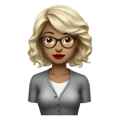 a low height girl with glasses and red lips sticker