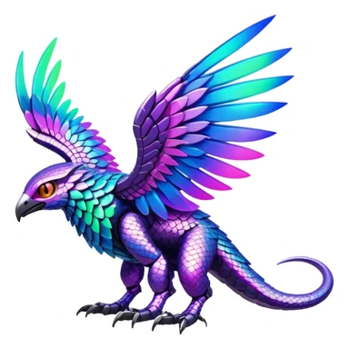 Tropical futuristic lush warm-colored modern colorful neon-colored cyber-Fakémon-Digimon-Trico-creature sticker