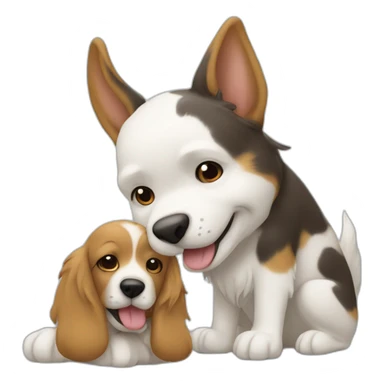 Chien qui fait un câlin a un lapin sticker