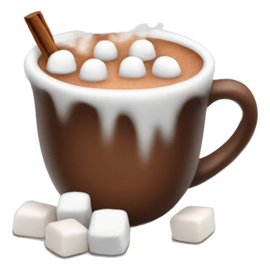 Hot cocoa with mini marshmallows and steam sticker