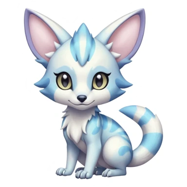 Irideacent pastel whitish pale bright cute adorable innocent precious Genet-Absol-Zeraora-Primagen-fusion-creature  sticker